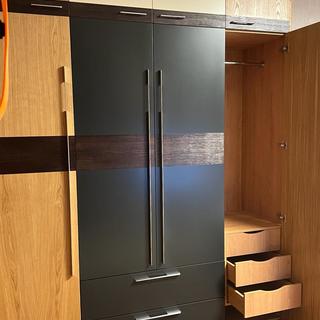 Шкаф для одежды с фасадами из шпонированного МДФ. Корпус: ЛДСП Egger