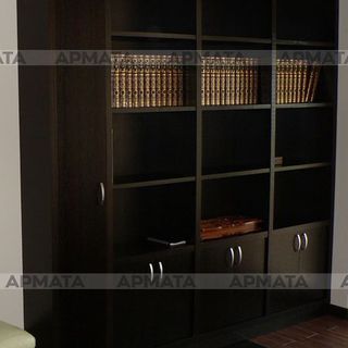 Библиотека в частный дом. Тонированный шпон дуба. 