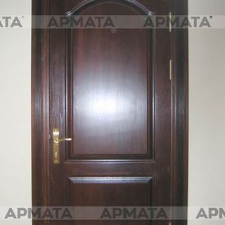 Дверь филенчатая  с порталом в интерьере частного дома